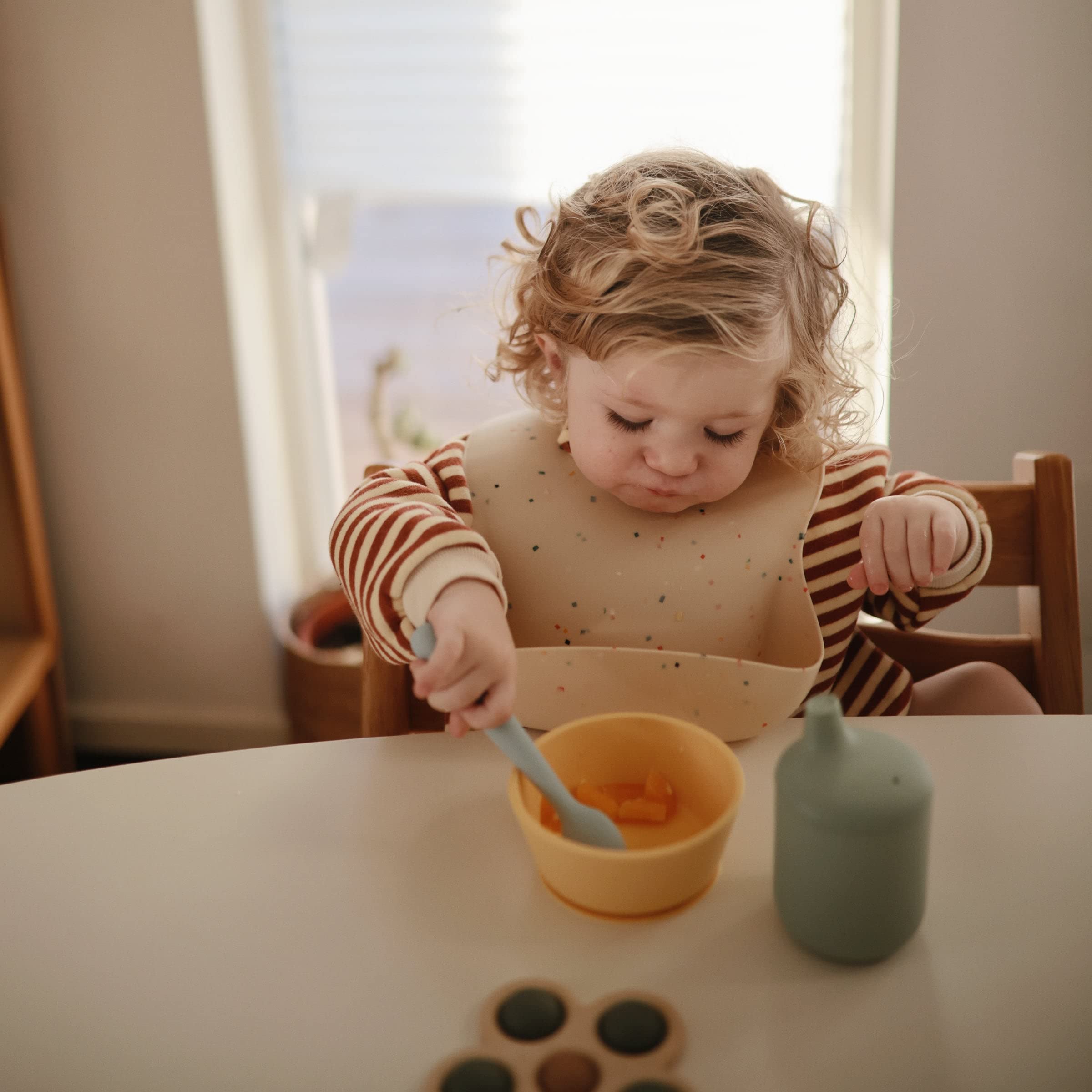Two-pack Mushie spoons ready for regular mealtime use
