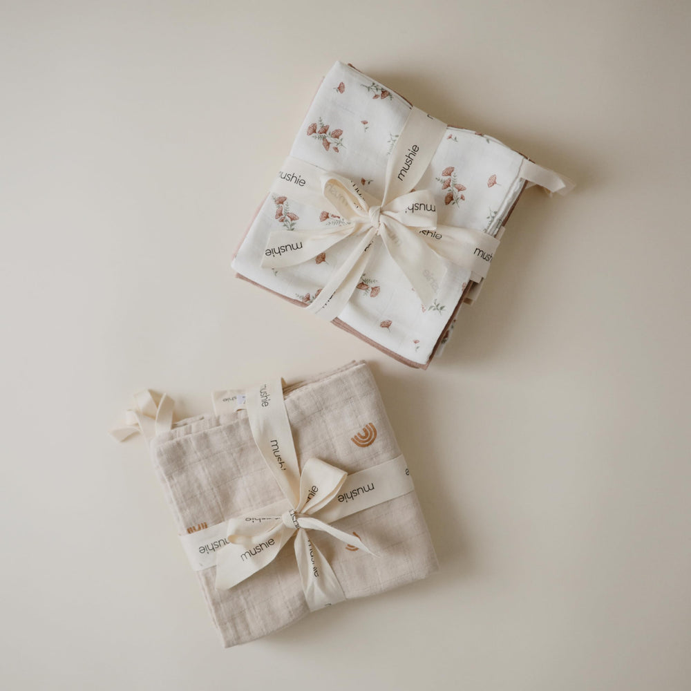 Mushie washcloths gentle on delicate skin during baths and mess cleanups