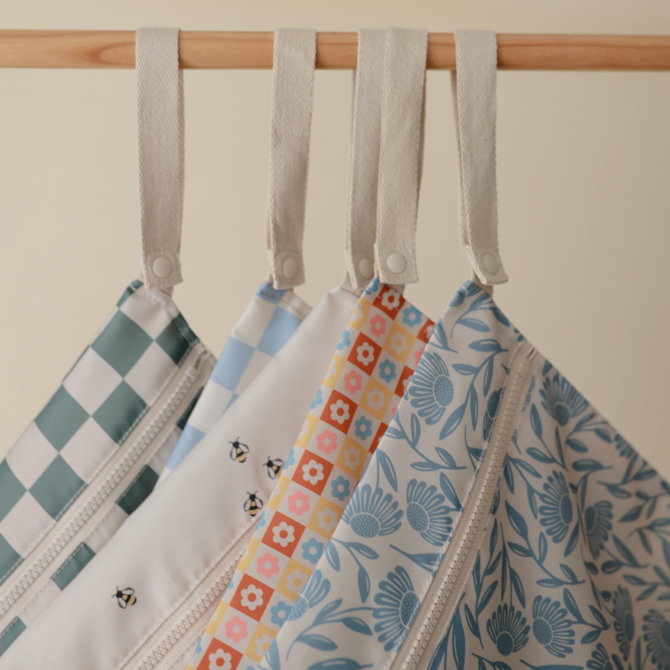 Mushie wet bags with zipper closure for secure contents