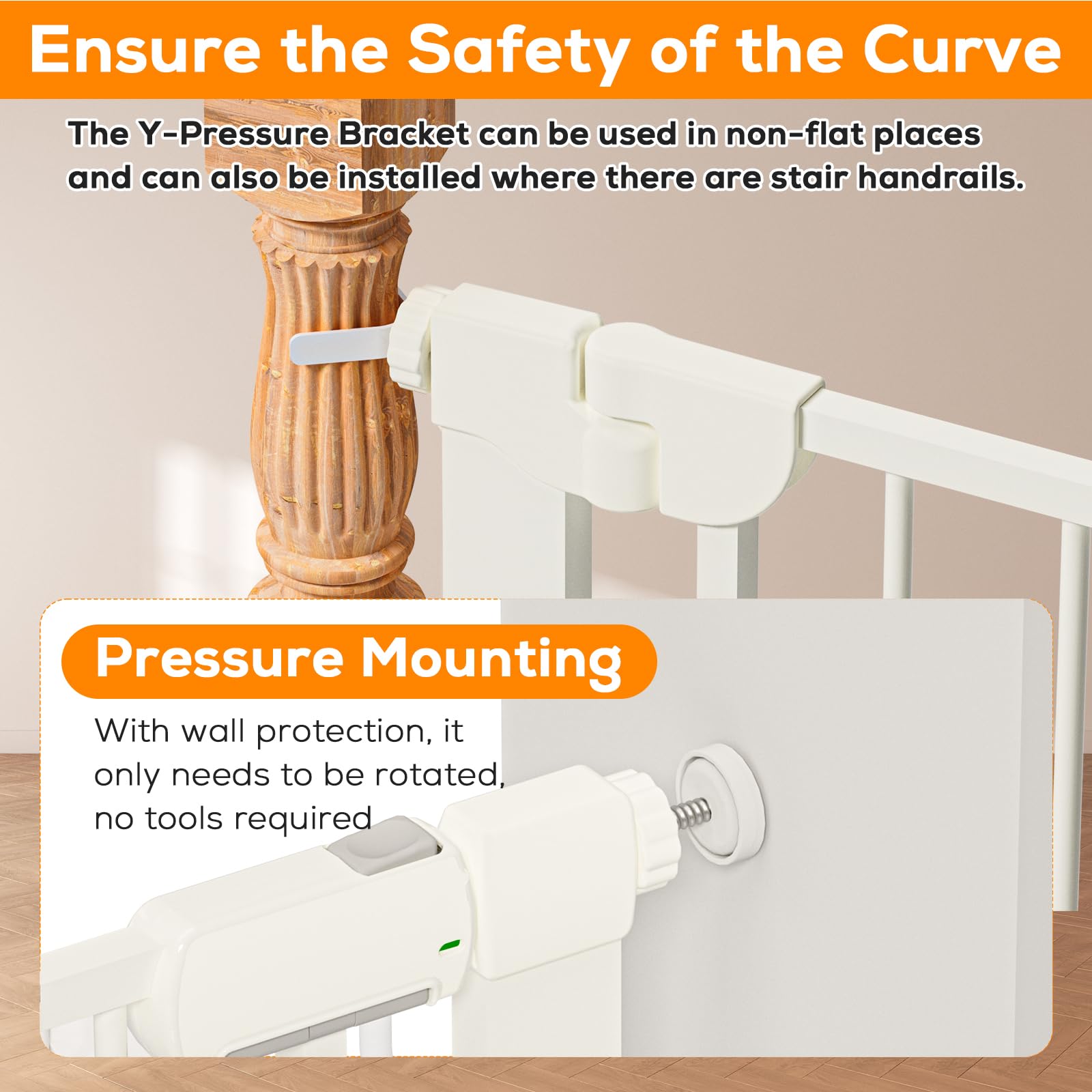 Mutak baby gate hardware mounting option delivers maximum stability in busy areas.