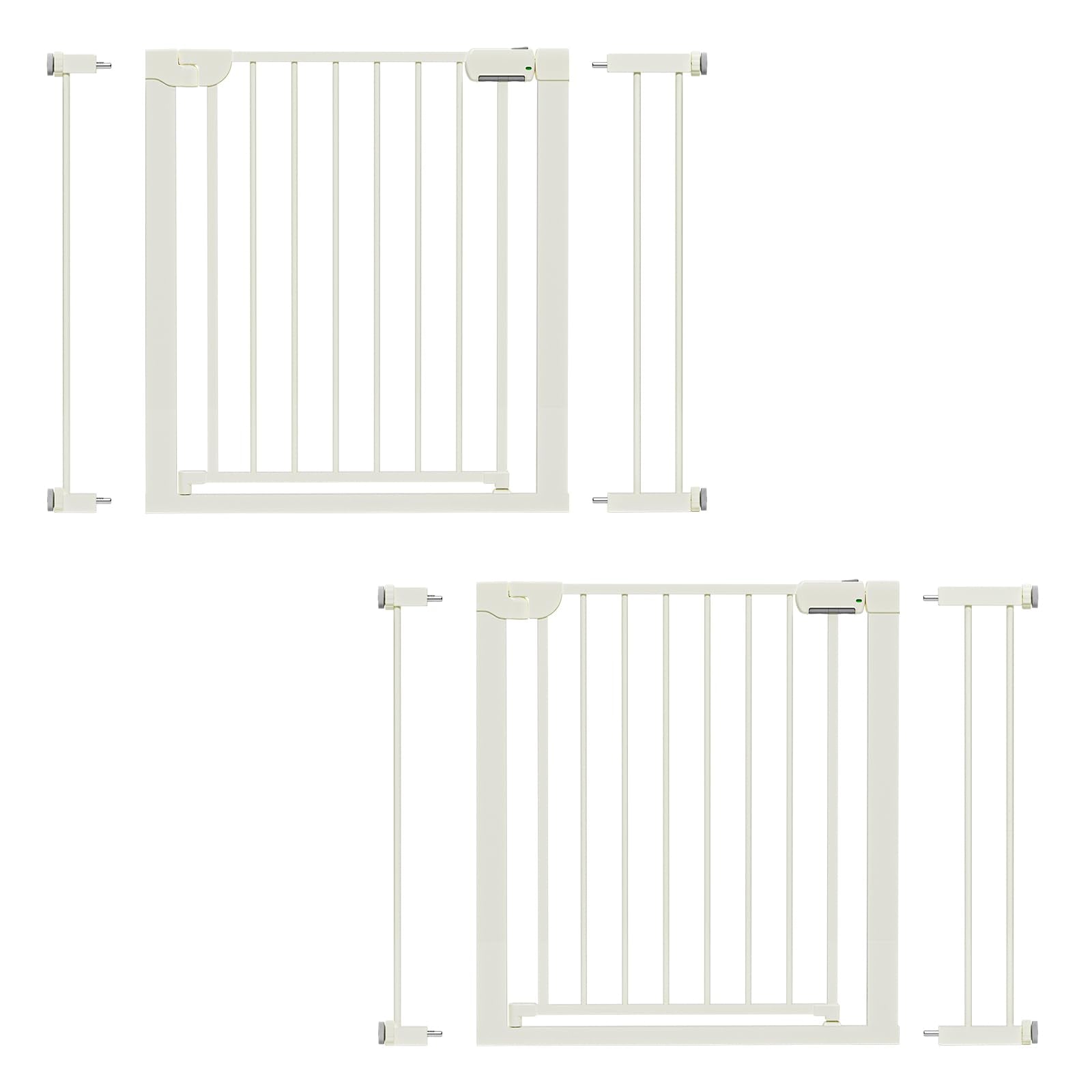Mutak baby gate on stairs showing auto close for one handed use