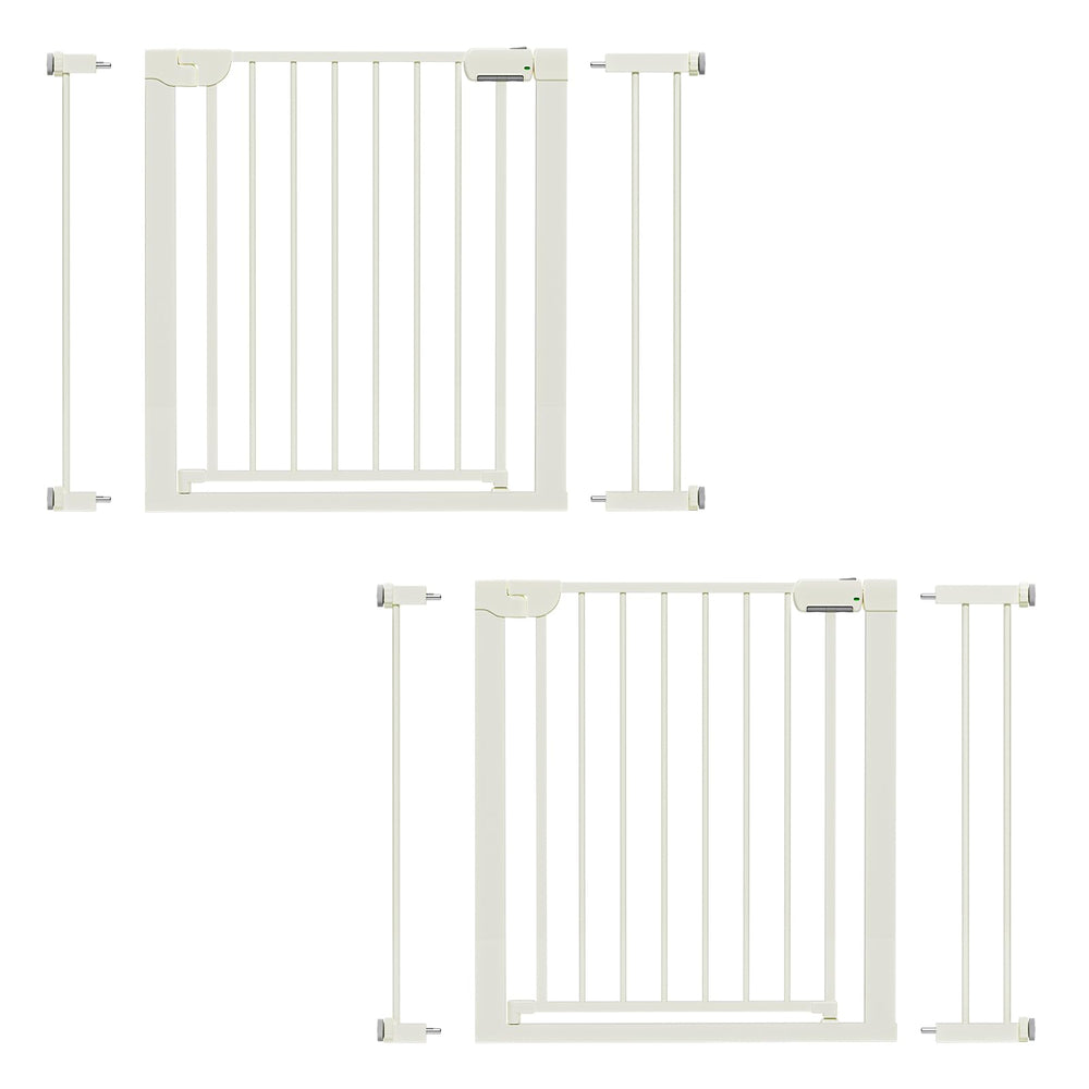 Mutak baby gate on stairs showing auto close for one handed use