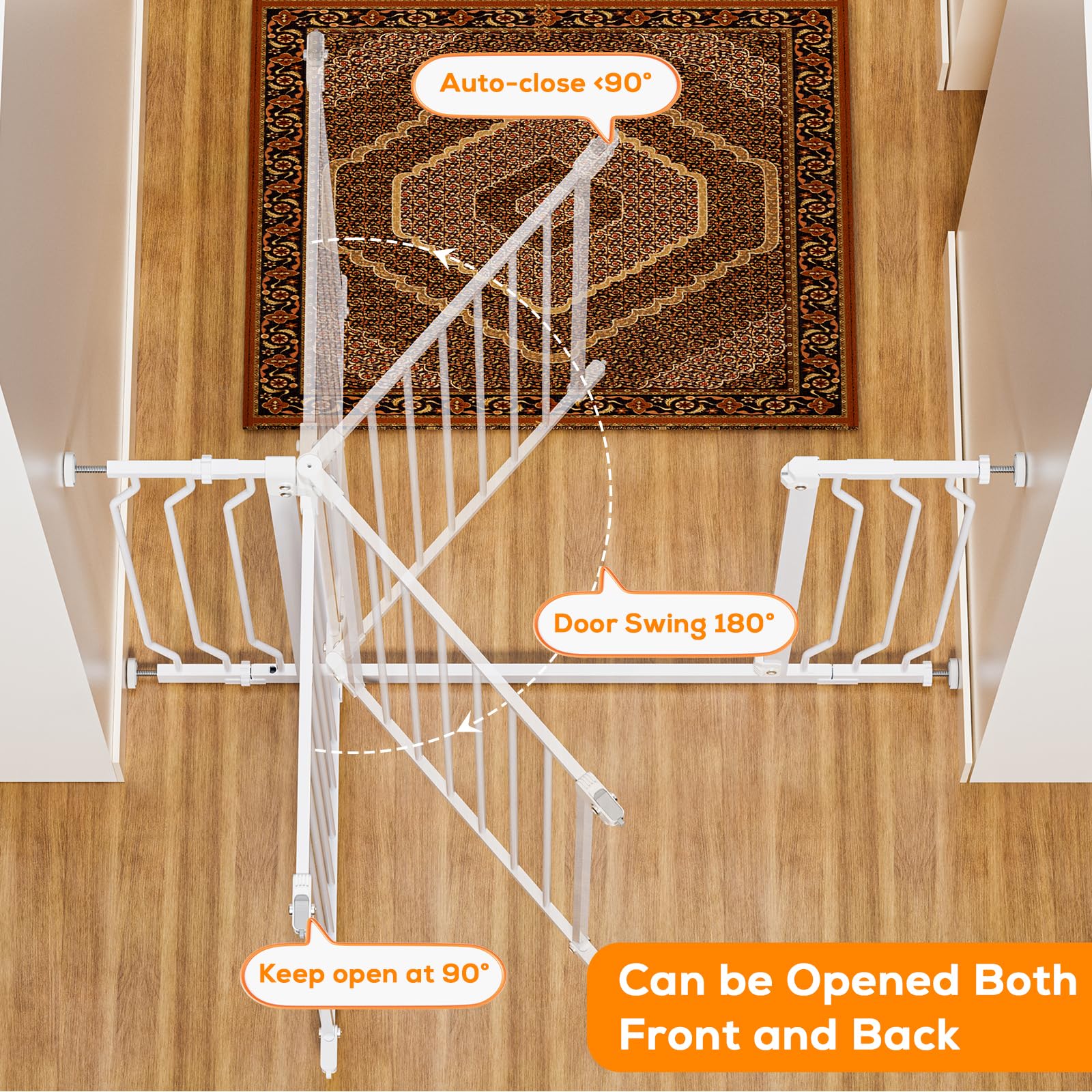 Mutak gate extended to 53 inches for wide stair openings.