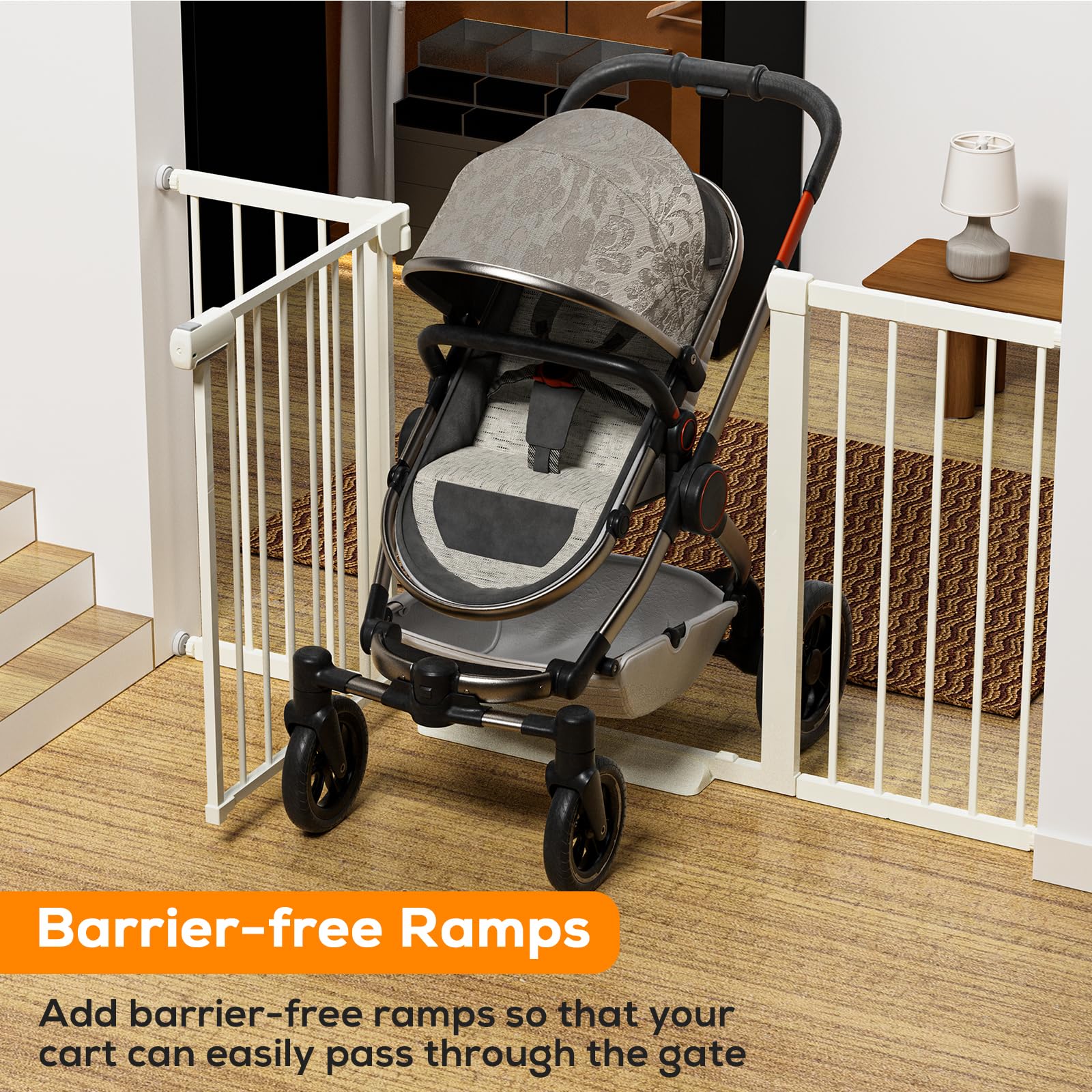 Mutak baby gate widened heightening range showcases flexible size for stairs.
