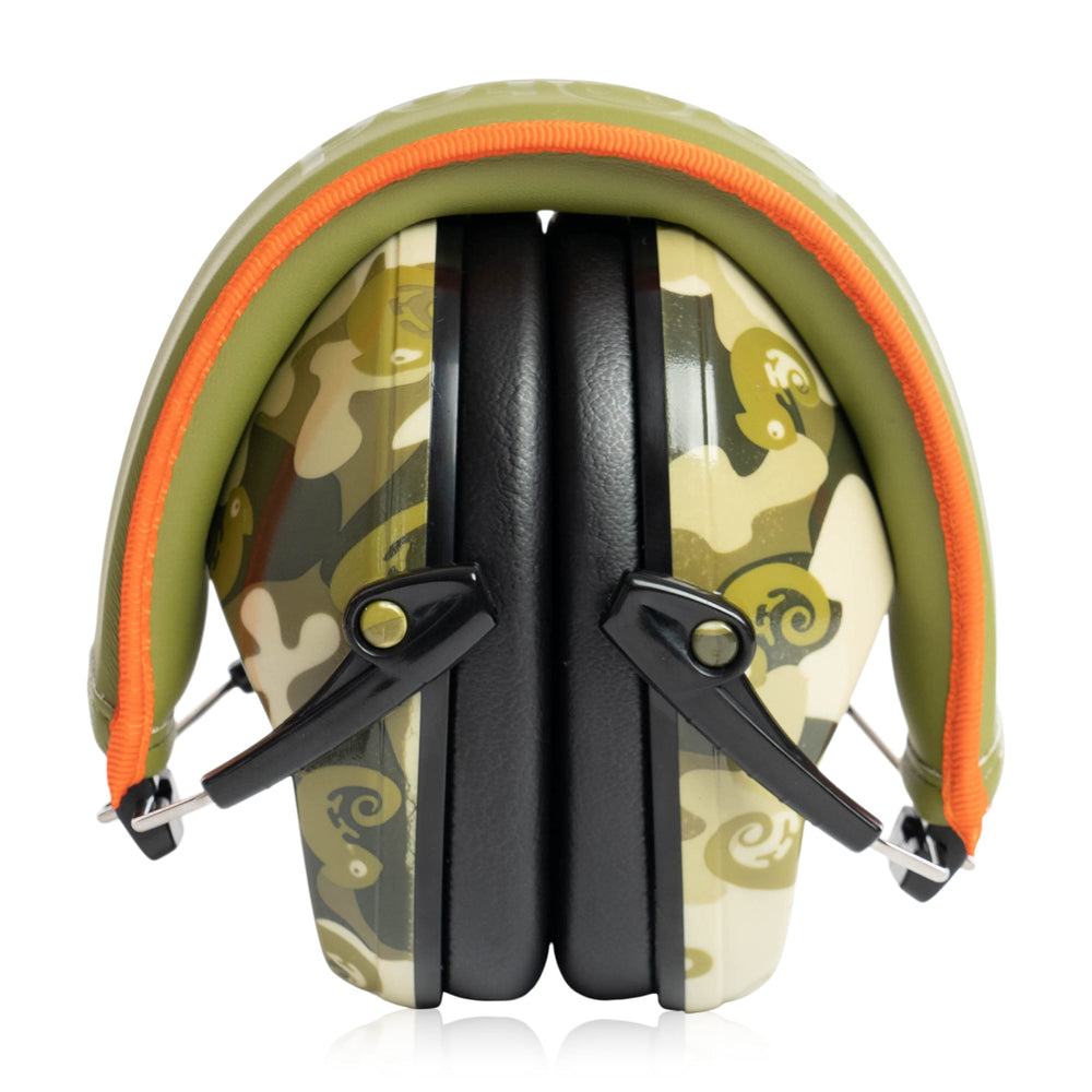 Muted pattern camo earmuffs fashion-forward design helps kids wear them confidently.