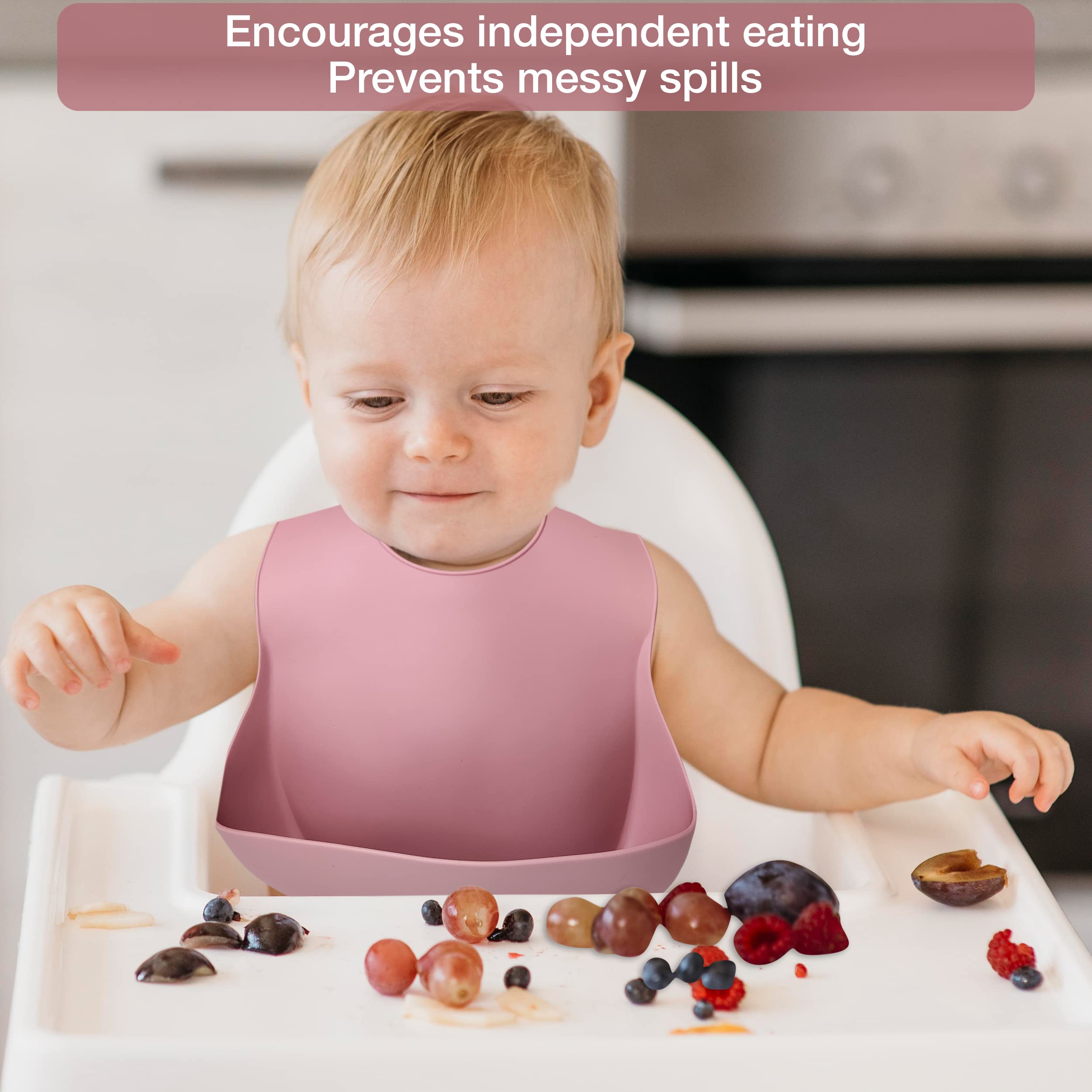 Mutualproducts silicone forks pink ergonomic grip eases baby self-feeding.