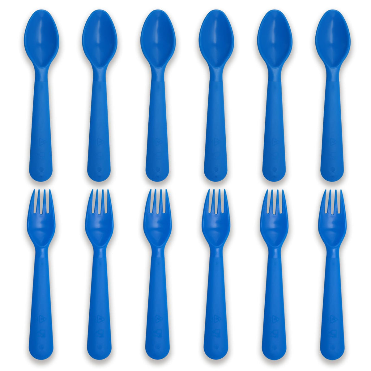 Muulaii 12pcs kids spoons and forks blue set for easy self-feeding.