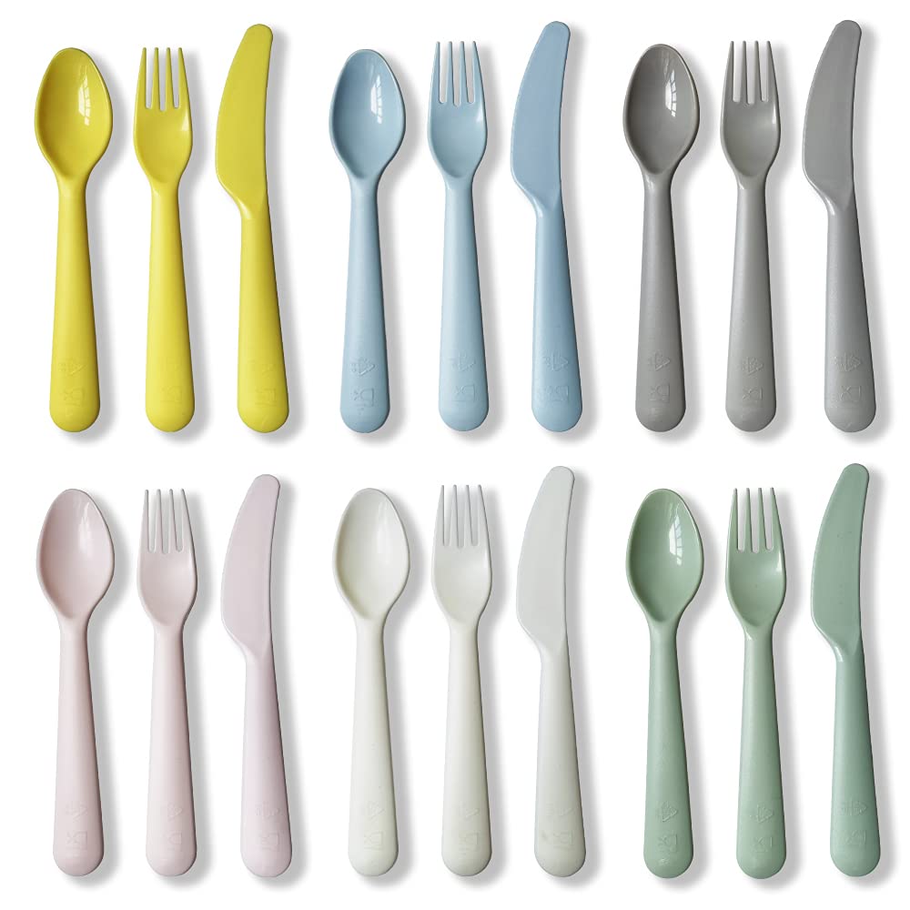 Muulaii 18Pcs toddler utensils set spoons for easy toddler meals and bright dining.