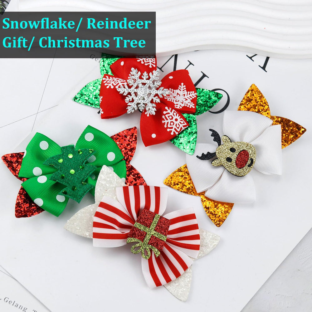 Muumoo red canvas bow clip brightens holiday looks.