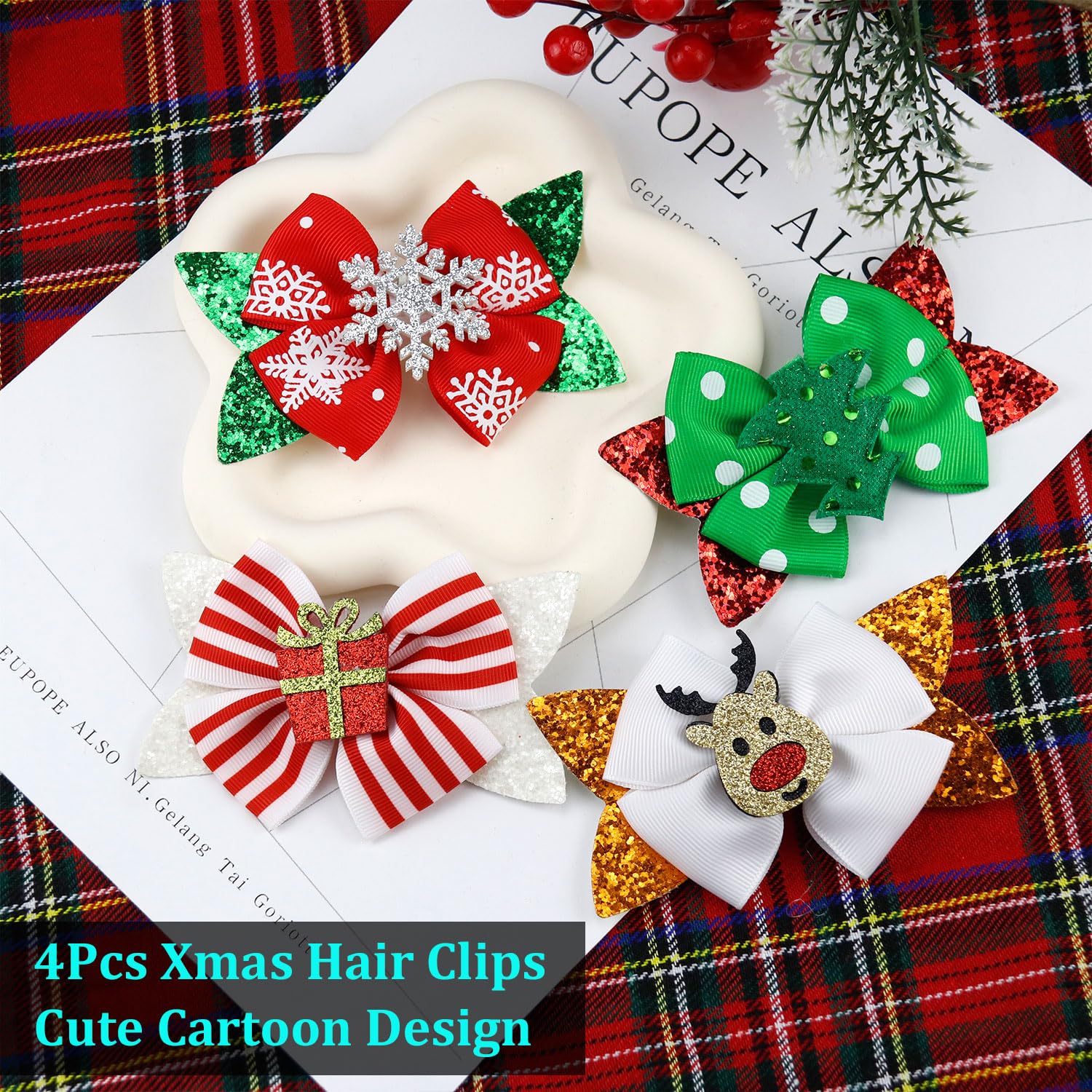 Muumoo reindeer bow clip brings cute seasonal flair for parties.