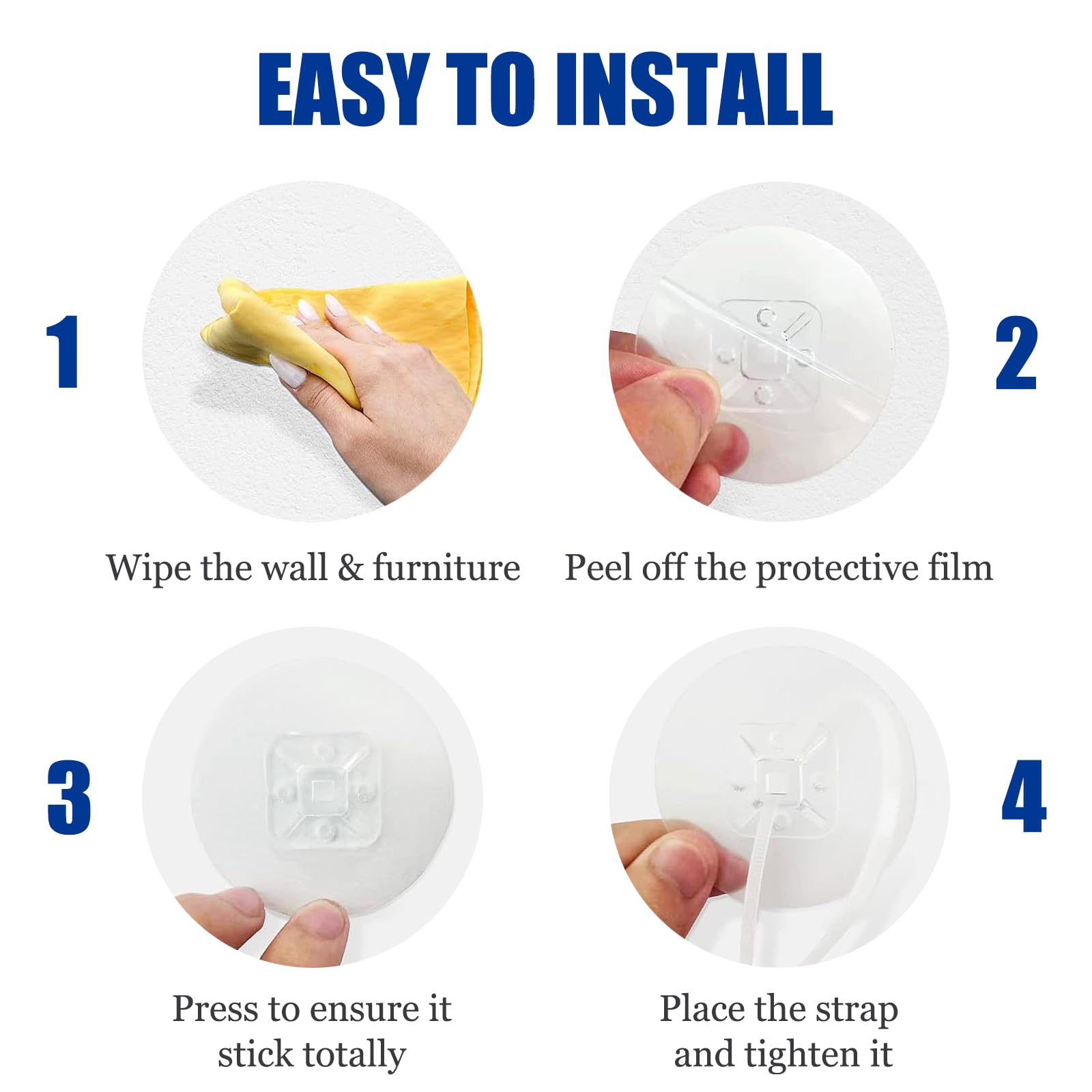 MUUPEG anti-tip nylon straps in use on a furniture piece for extra safety.