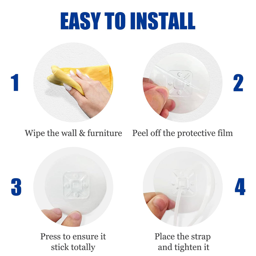 MUUPEG anti-tip nylon straps in use on a furniture piece for extra safety.