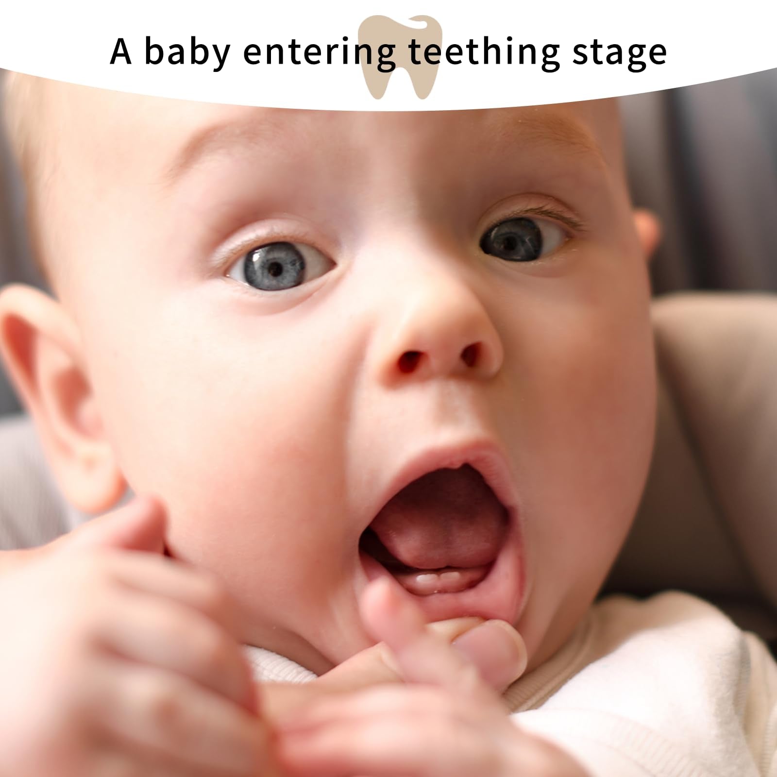MVC Teething Roller compact size highlights on-the-go relief in a diaper bag.