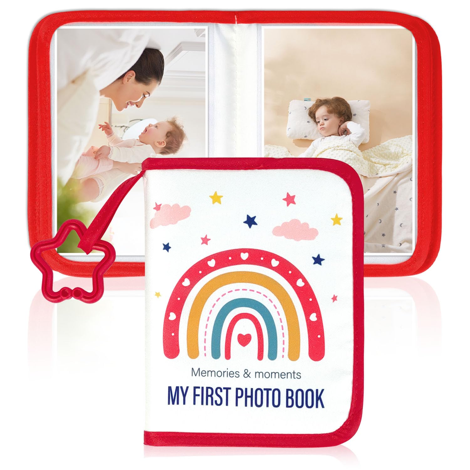 Mwise Rainbow memory book pages with customizable layouts for milestones