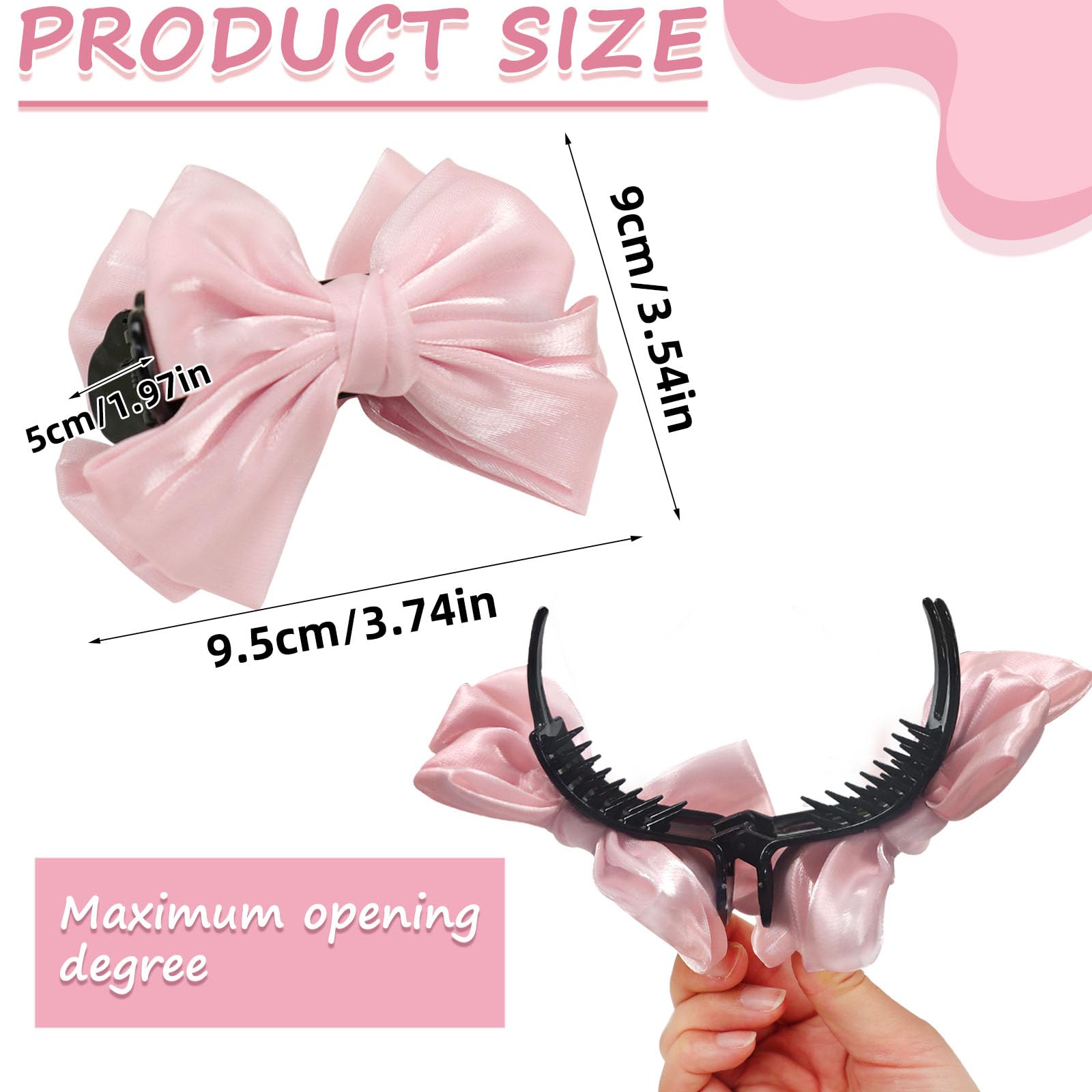 MWRDSM pink bow hair clip on a chignon for a cute, secure look.