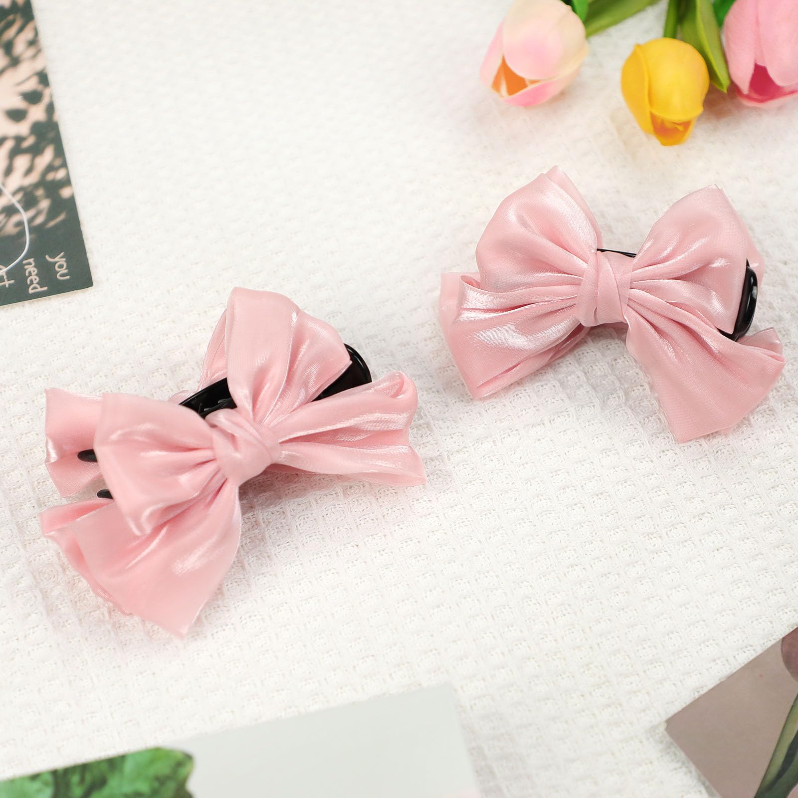 MWRDSM pink bow hair clips, gift-ready for birthdays and holidays.