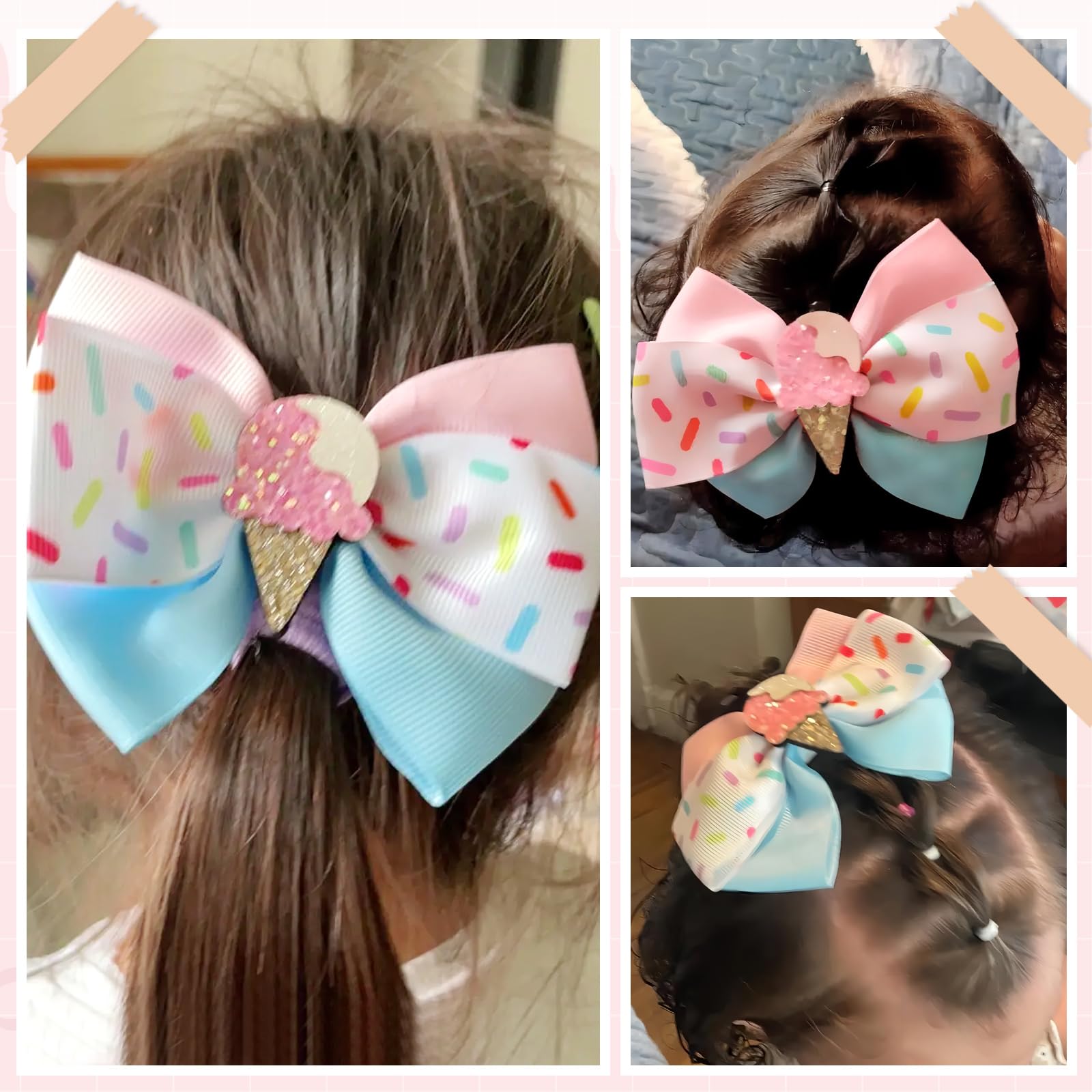 MWRDSM blue ice cream bow clip shines in sun for cheerful outfits
