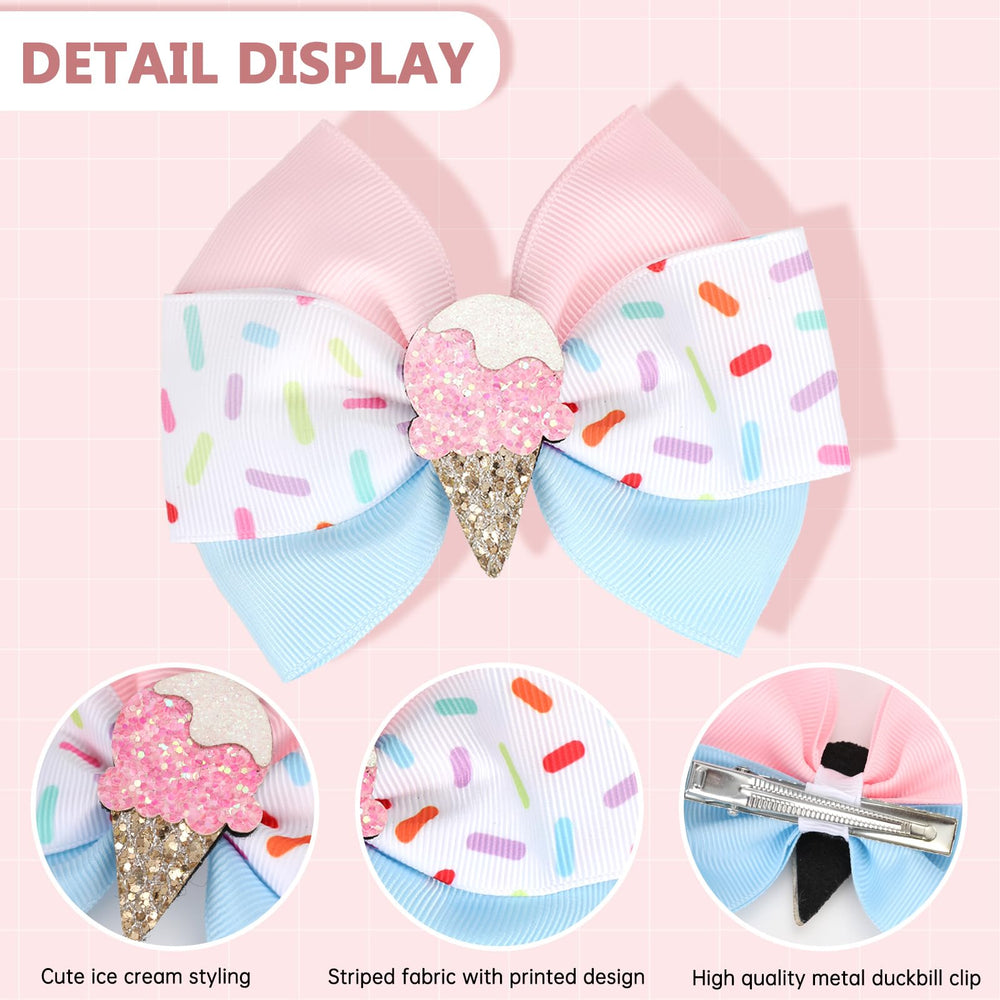 MWRDSM ice creams bow clip on kids' hair, secure and comfortable