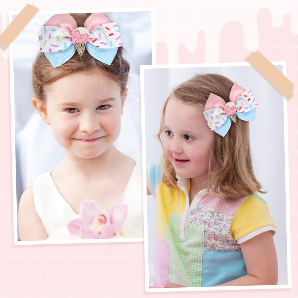 MWRDSM 4.3-inch ice cream bow clip pairs with various styles