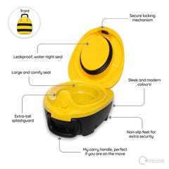 My Carry Potty Bumble Bee travel potty with leak-proof seal for mess containment