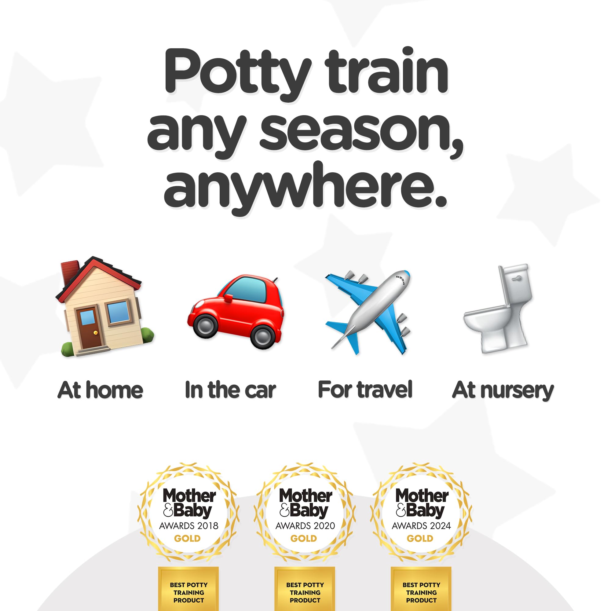 My Carry Potty extra-tall splashguard provides safer, comfortable use.