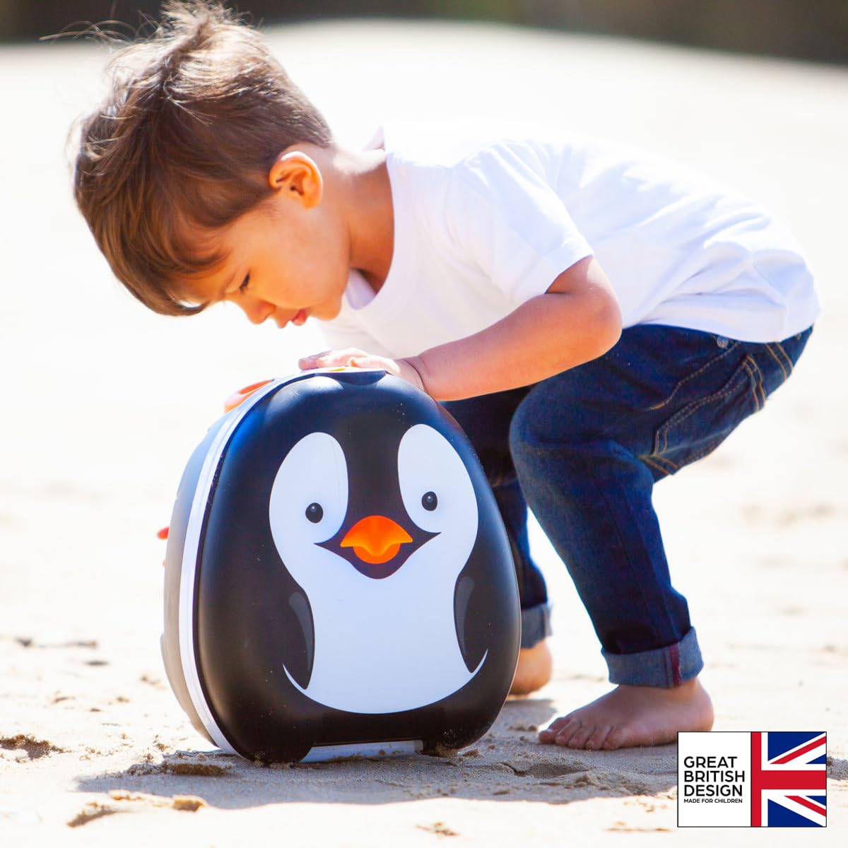 My Carry Potty Penguin travel potty large seat provides comfortable seating for toddlers.