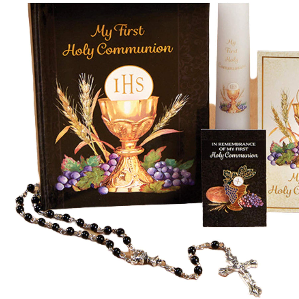 My First Holy Communion Bread of Life Deluxe gift set candle evokes candle-lit reverence.
