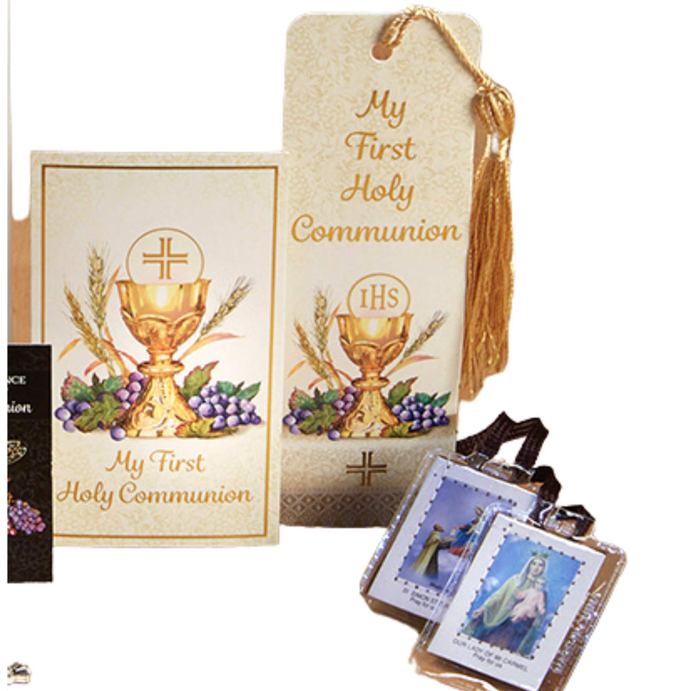My First Holy Communion Bread of Life Deluxe gift set lapel pin shines with enamel craftsmanship.