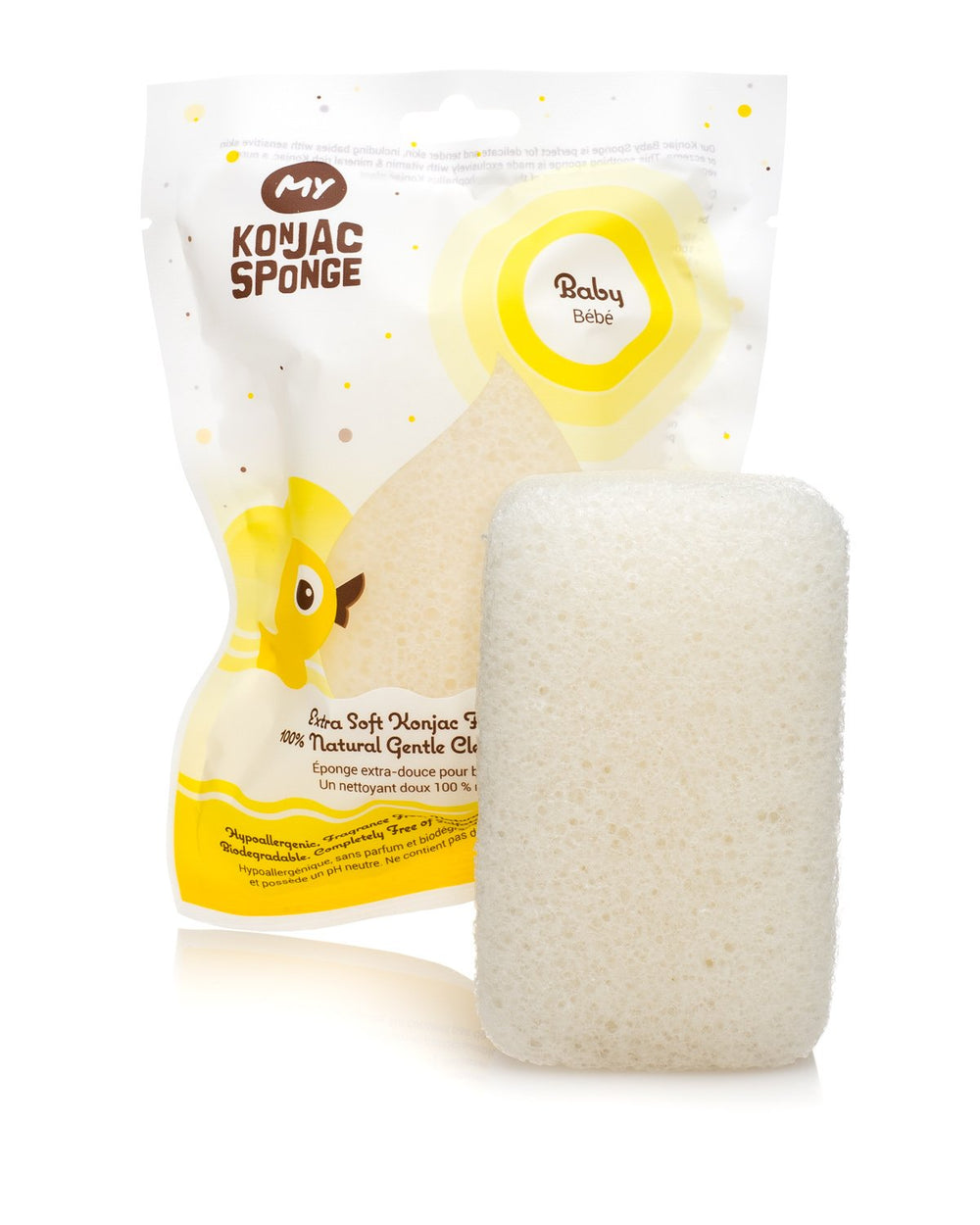 MY KONJAC SPONGE baby sponge, gently cleansing delicate skin with natural konjac fibers.