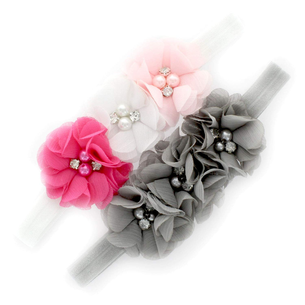 My Lello baby flower headbands white close-up with beaded petals