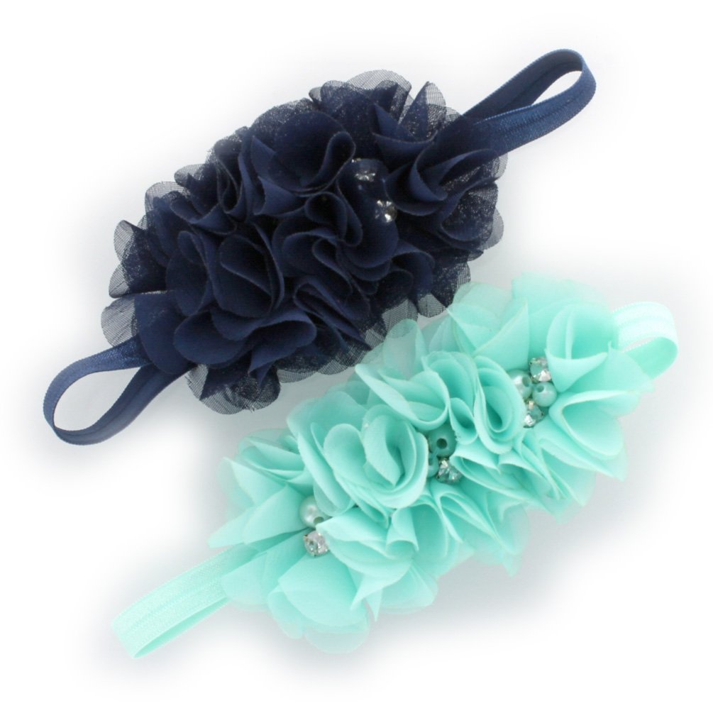 My Lello baby flower headbands two-pack on display card for newborn photography.