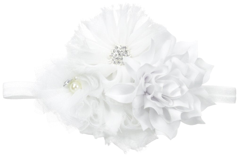 My Lello baby headband with shabby flower cluster for vintage photo sessions.