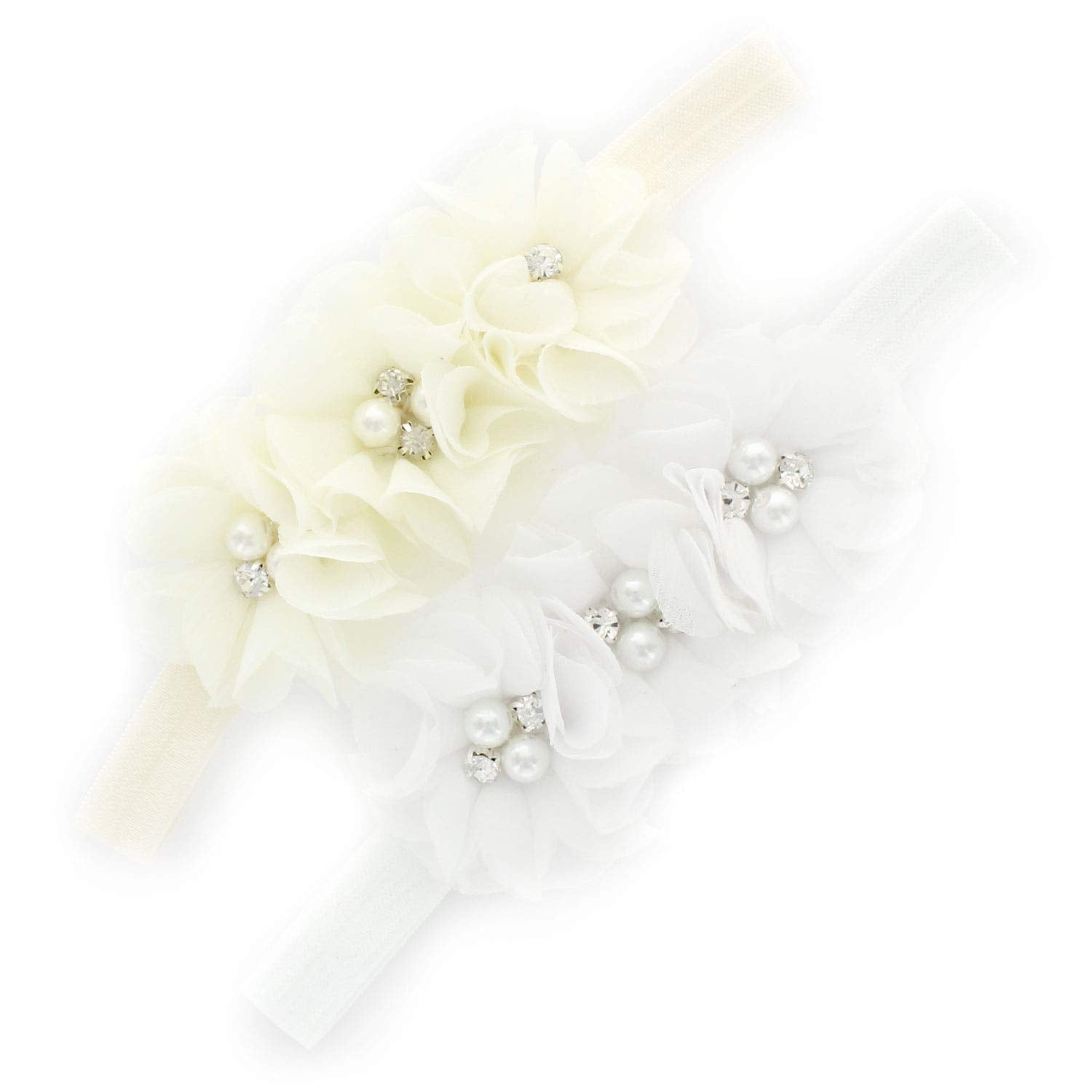 My Lello Girls Flower Headbands ivory white 2-pack on display card for easy styling