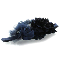 My Lello navy shabby fabric flowers on elastic band ideal for newborn and child styling.