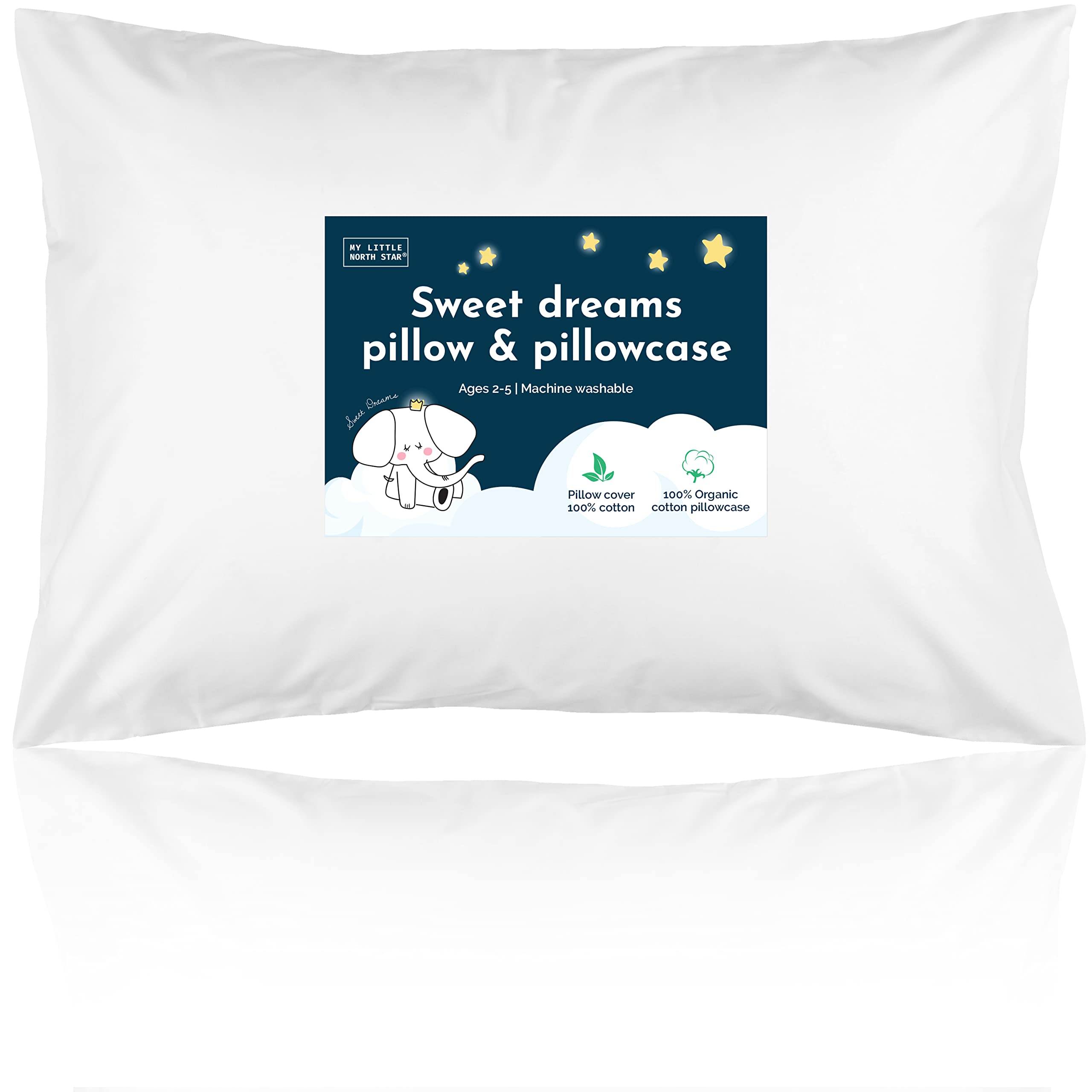 My Little North Star toddler pillow close-up shows soft cotton texture for gentle naps