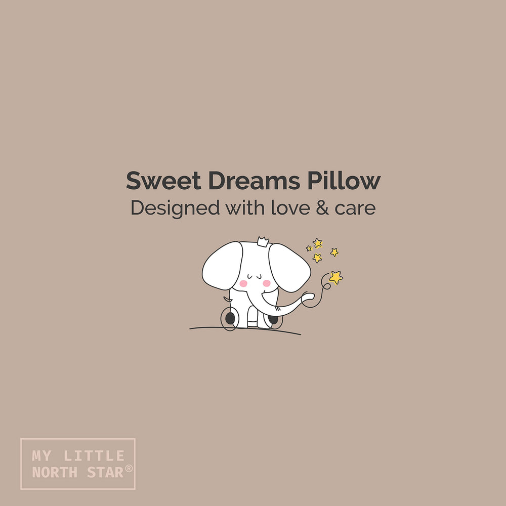 Travel-ready My Little North Star pillow shown in a backpack for on-the-go sleep.
