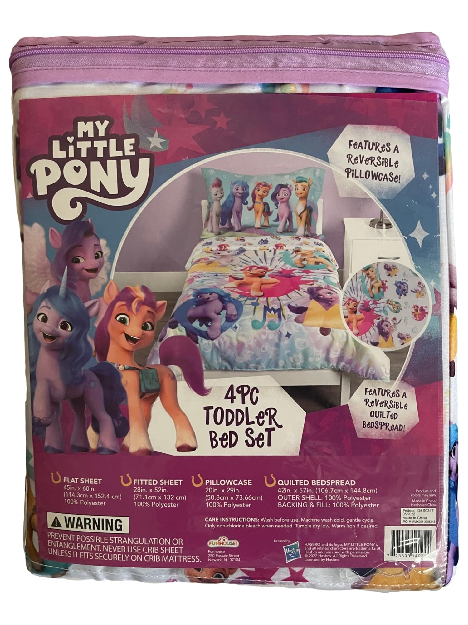 My Little Pony 4-piece set coordinates a snug fit on standard crib/toddler mattresses.