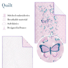 MY LITTLE ZONE butterfly wall decal enhances a pastel pink and white nursery