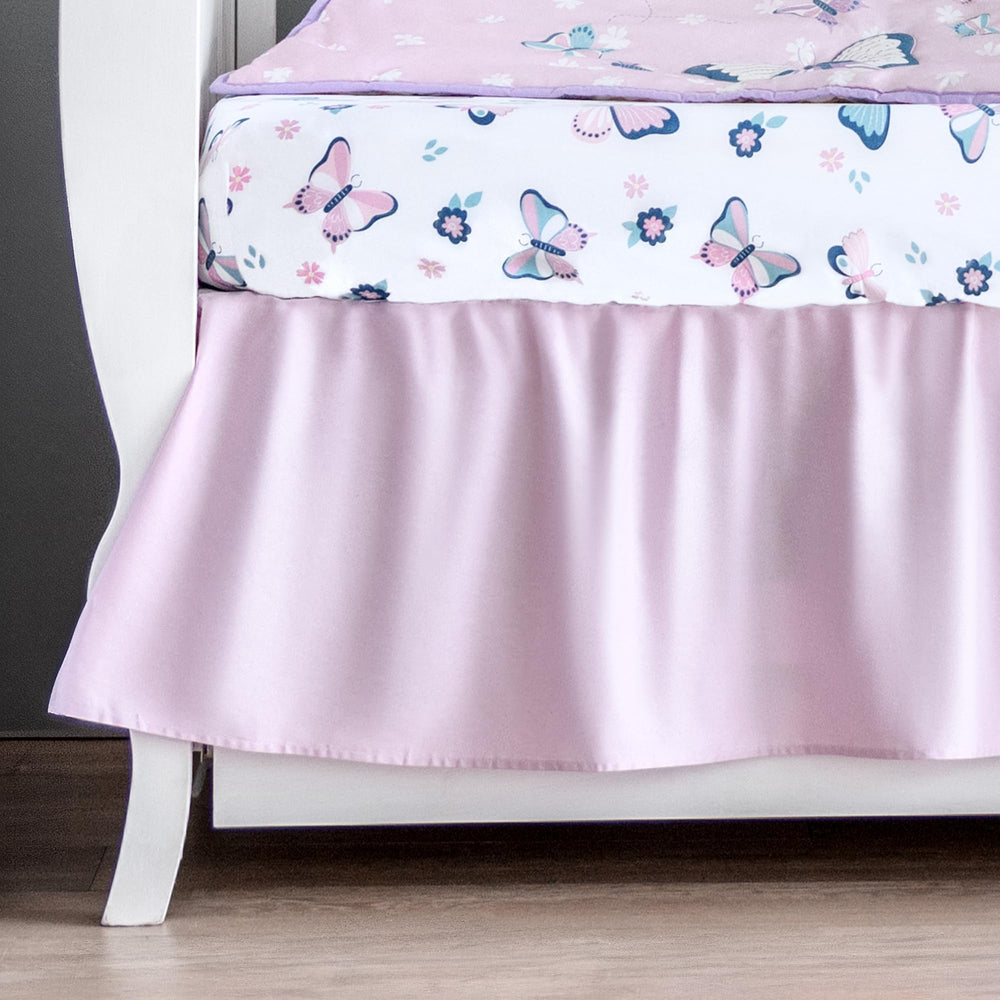 MY LITTLE ZONE pink white nursery accents complement the butterfly theme