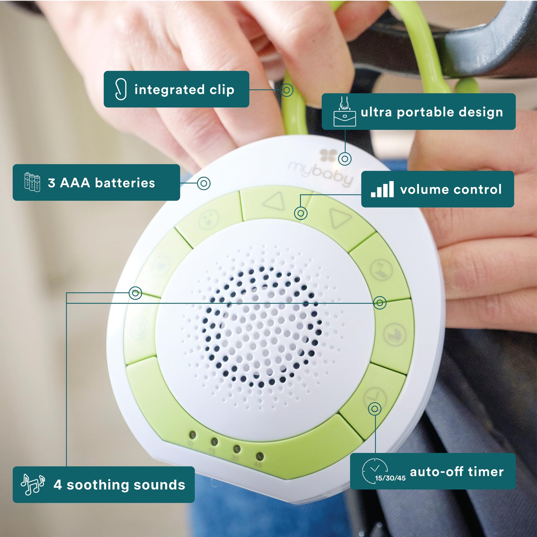 MyBaby SoundSpa ocean-sound option evokes a calm sea atmosphere for sleep.