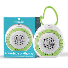 MyBaby SoundSpa portable-clip clips to a stroller for on-the-go soothing.