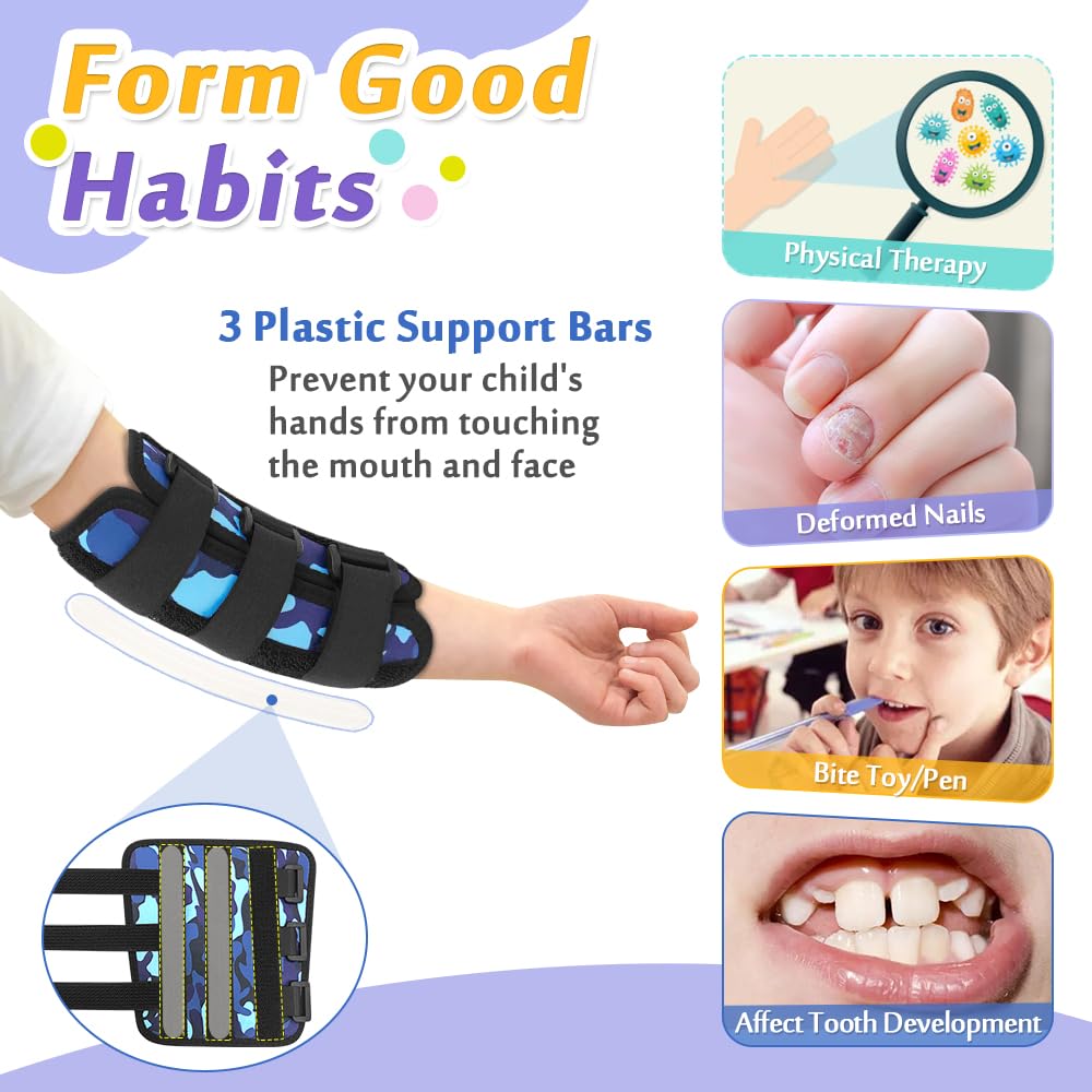 Mybow blue camo pattern makes the brace kid-friendly for daily school wear