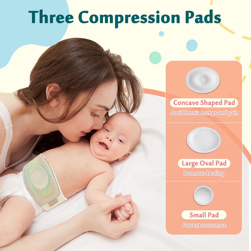 Mybow Umbilical Hernia Belt dye-free beige-white design reduces skin irritation.