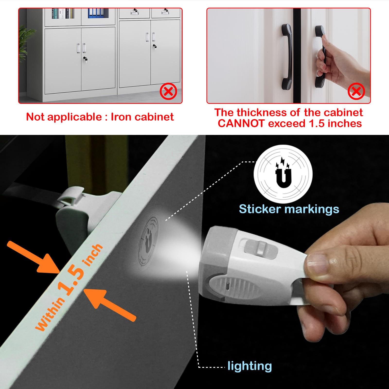 Mydhall magnetic-key-light supports night-use cabinet access.