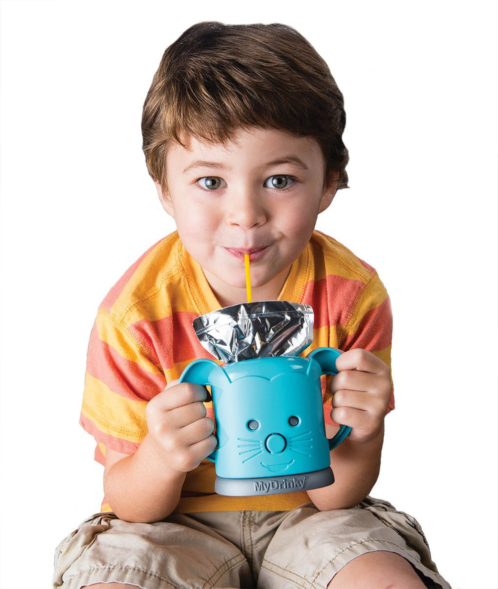 MyDrinky InchBug compatible with juice boxes and pouches for simple snack time.