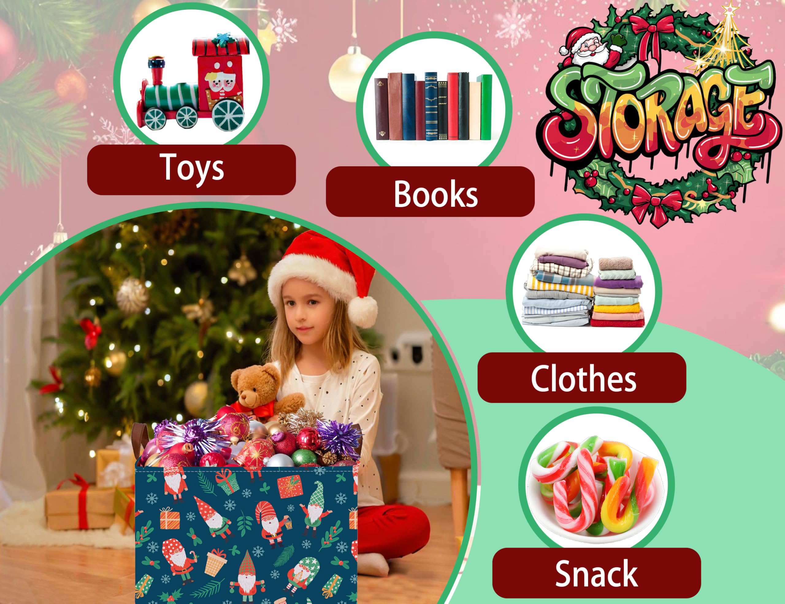 MYFLOCY sturdy base Christmas basket supports heavy holiday decor.