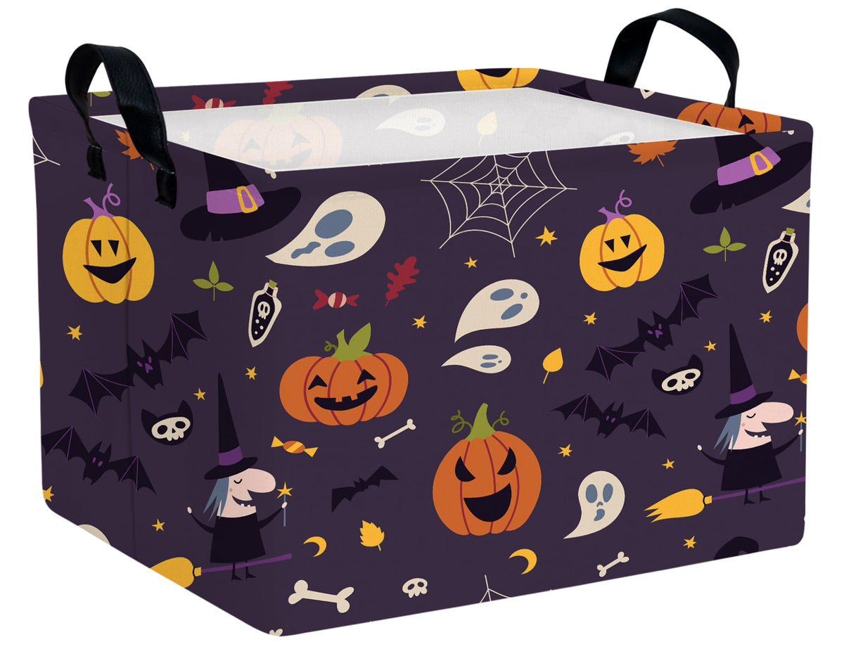 MYFLOCY large Halloween candy basket in purple witch design, ideal for trick-or-treat collections.