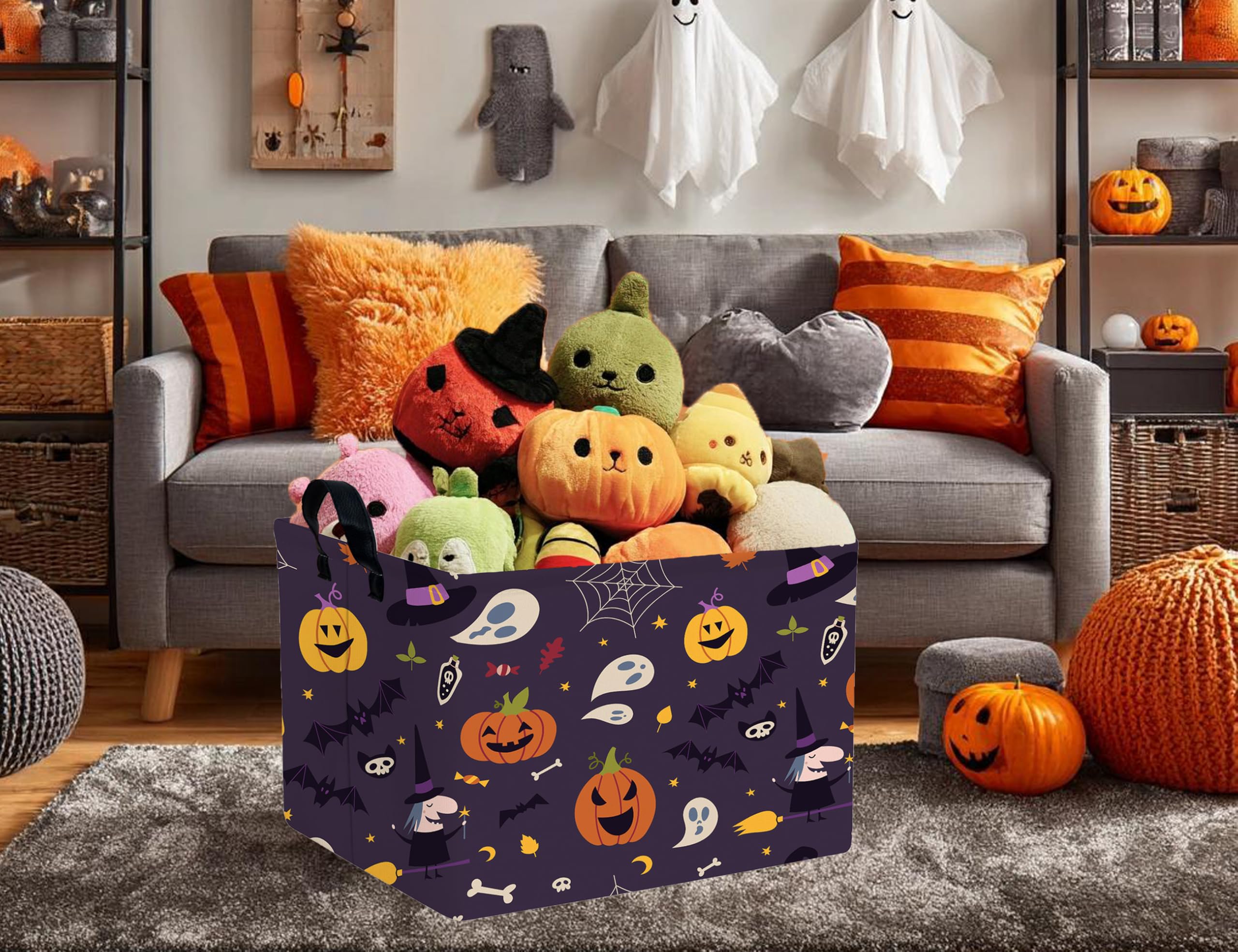 MYFLOCY Halloween gift basket used for candy, toys, or seasonal decor.