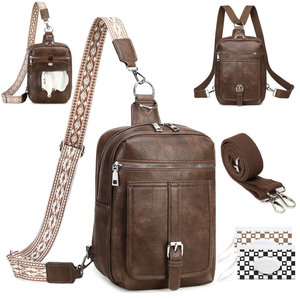 MYHOZEE 2-in-1 mini diaper bag front view with instant wipes access.