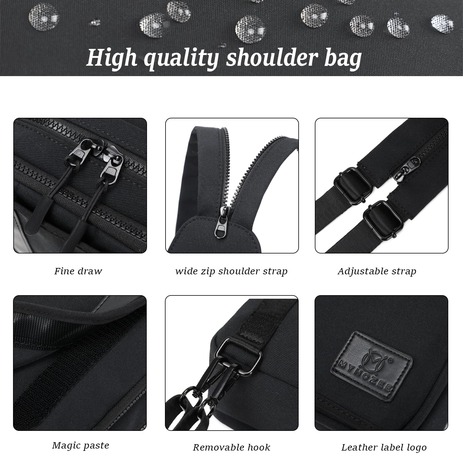 MYHOZEE 2-in-1 crossbody Love-Checked Coffee back pocket keeps valuables secure while on the go.